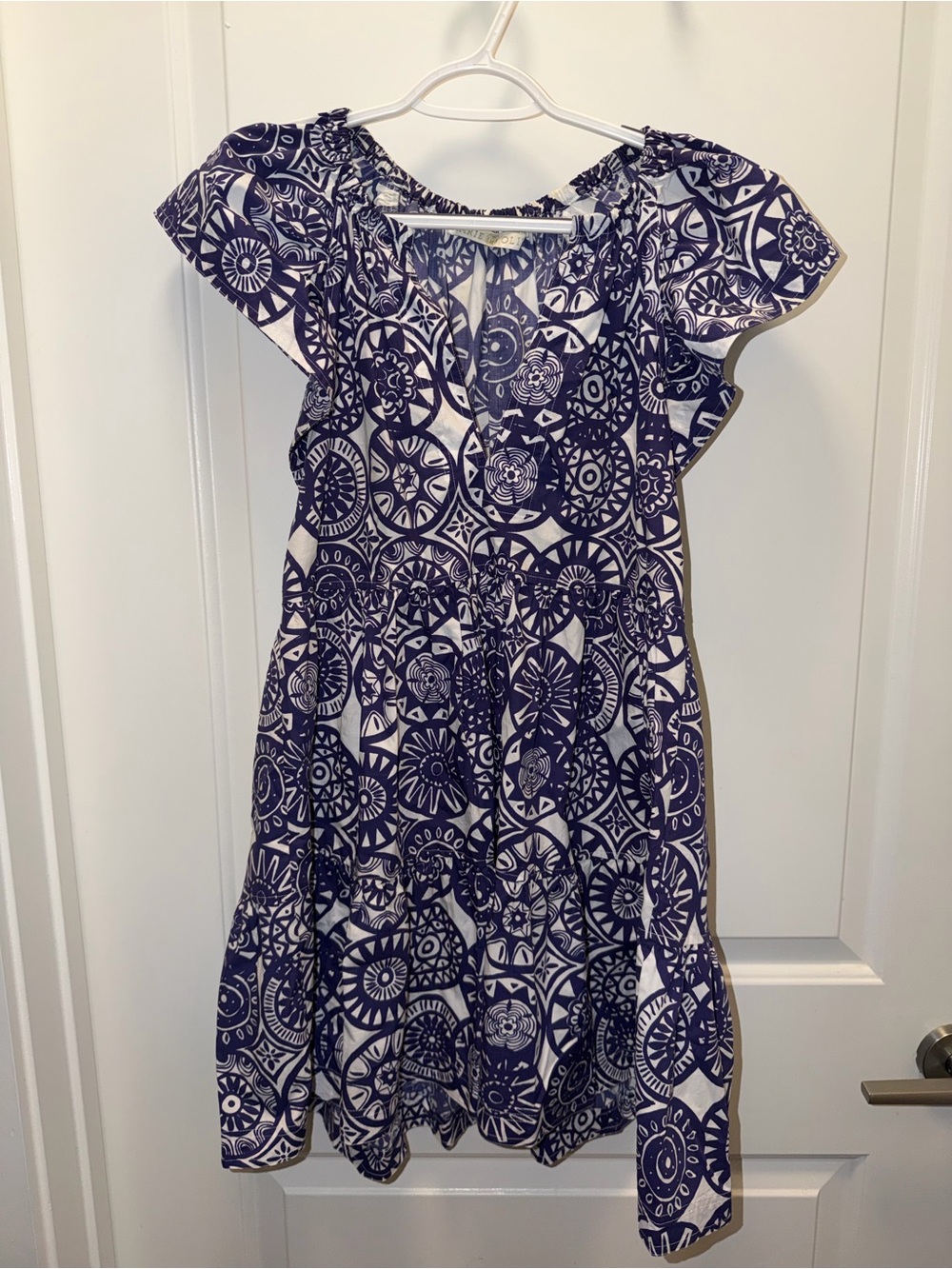 Marie Oliver Women’s Purple and White Printed Short-Sleeve Dress